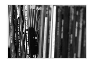 Close-up of books on shelf