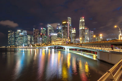 Illuminated city at night