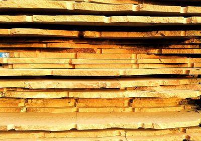 Full frame shot of stack of wood