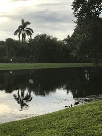 Scenic view of lake against sky
