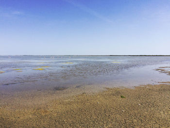 Scenic view of sea against clear sky