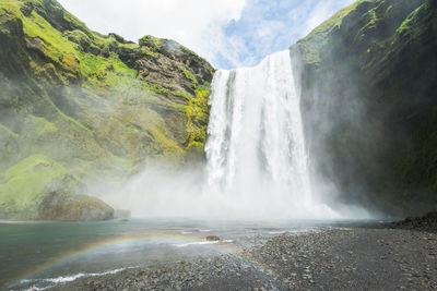 Scenic view of waterfall