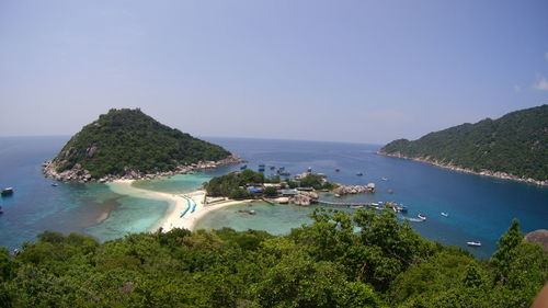 Scenic view of sea against clear sky