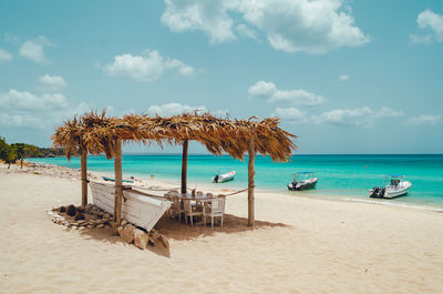 Scenic view of beach against sky