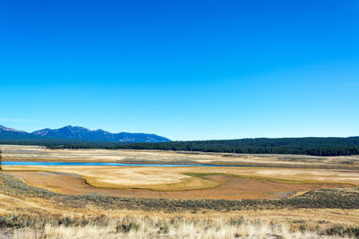 Scenic view of landscape against blue sky