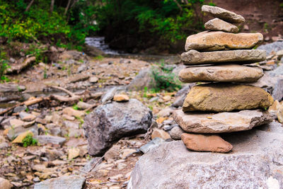 Stack of stones on rock