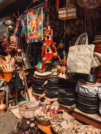 Various displayed for sale at market stall