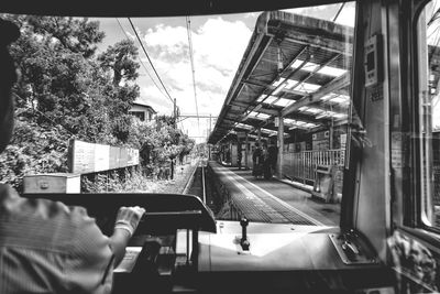 Low angle view of train on railroad track