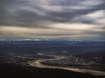 High angle view of landscape against sky