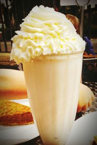 Close-up of ice cream on table