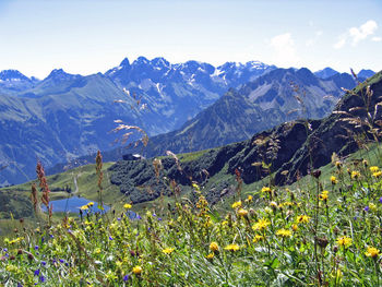 Scenic view of mountains against sky