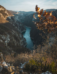 Scenic view of sea and mountains