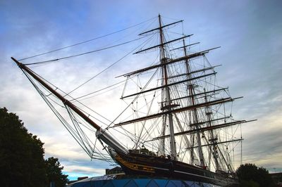 Low angle view of sailboat against sky