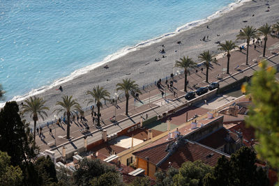 High angle view of beach against sky