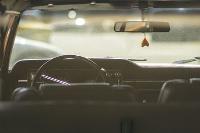 Close-up of car in bus