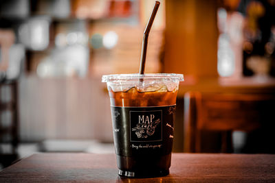 Close-up of coffee on table