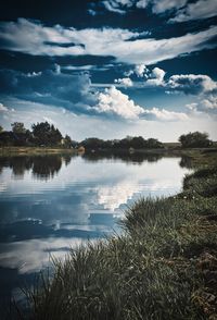 Scenic view of lake against sky