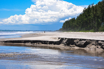 This photo was taken from the top of a pick-up car driving on a beach in bengkulu, indonesia