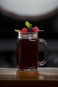 Close-up of drink in glass on table