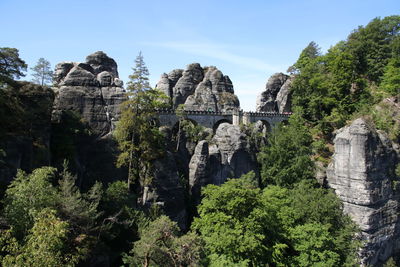 Panoramic view of trees and buildings against sky