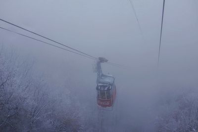 Overhead cable car in winter