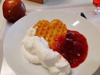 Close-up of breakfast served on table