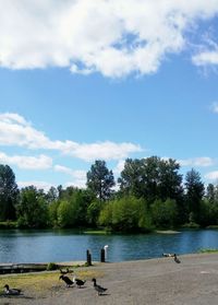 Scenic view of lake against sky