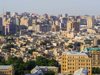 Cityscape against clear sky