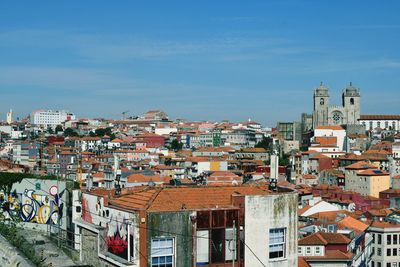 High angle view of townscape against sky