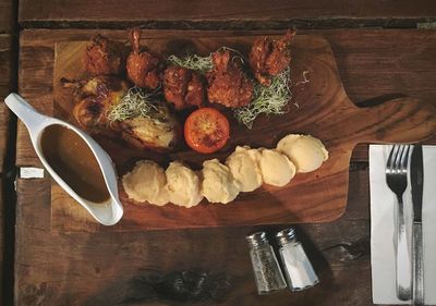 Close-up of food on cutting board