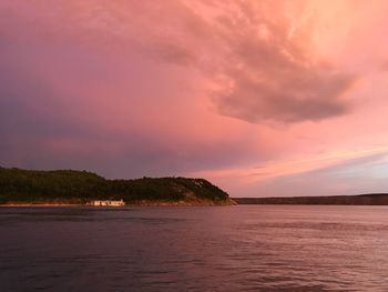 Scenic view of sea against sky at sunset