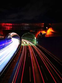 Light trails on highway at night