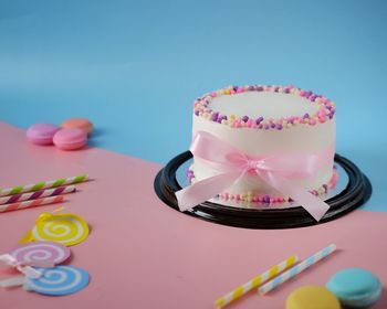 Close-up of dessert on table