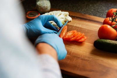 High angle view of food on table