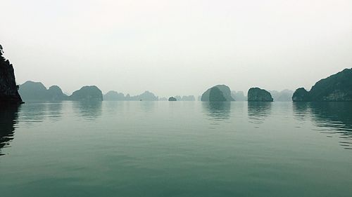 Scenic view of lake against clear sky
