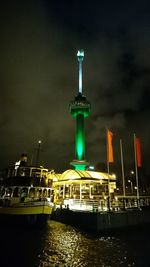 Illuminated commercial dock at night