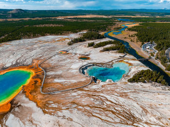 Grand prismatic pool at yellowstone national park colors