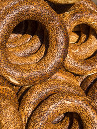 Full frame of fresh turkish bagels