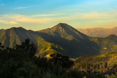 View of cerro manquehue in the residential wealthy district of vitacura in santiago de chile