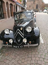 Vintage car on street in city