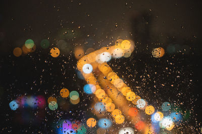 Full frame shot of raindrops on glass