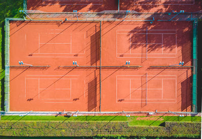 Full frame shot of closed red door