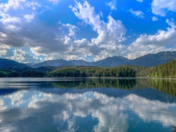 Scenic view of lake against sky