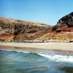 Scenic view of sea against clear sky