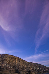 Scenic view of mountain against sky at night