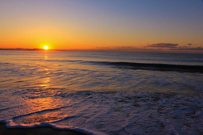 Scenic view of sea against sky during sunset