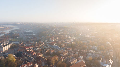 High angle view of townscape against sky