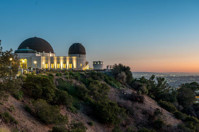 Scenic view of sea against clear sky during sunset