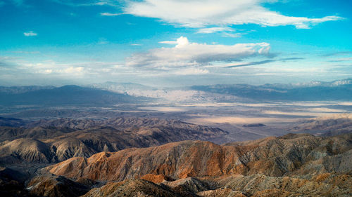 Scenic view of mountains against cloudy sky