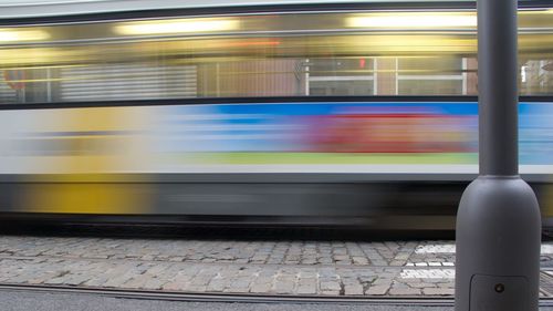 Train at railroad station platform